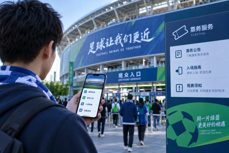 足球赛事票务公告与观赛服务示意